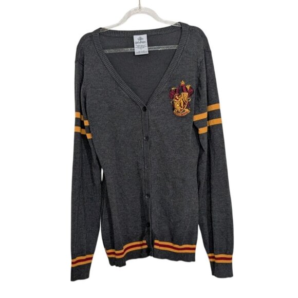 Wizarding World Harry Potter Gryffindor Cardigan Womens Size Large Gray Sweater - Picture 1 of 9